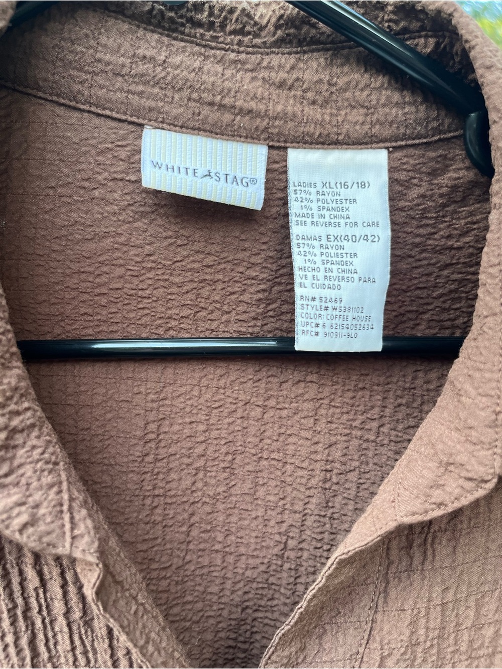 White Stag Brown Textured Button-Down Women's Shirt - Picture 2 of 4